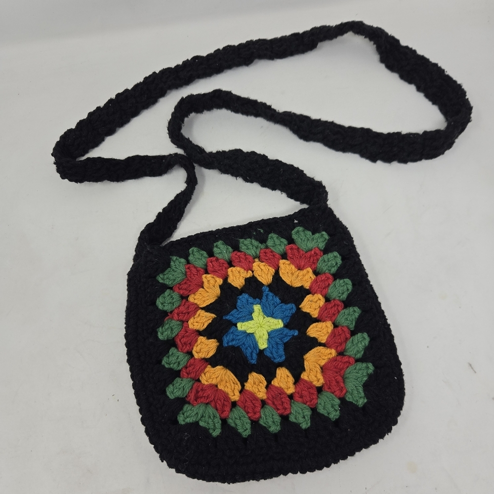 Crochet Granny Square Hippie Boho Crossbody Bag Purse Shoulder Bag Boho Festival